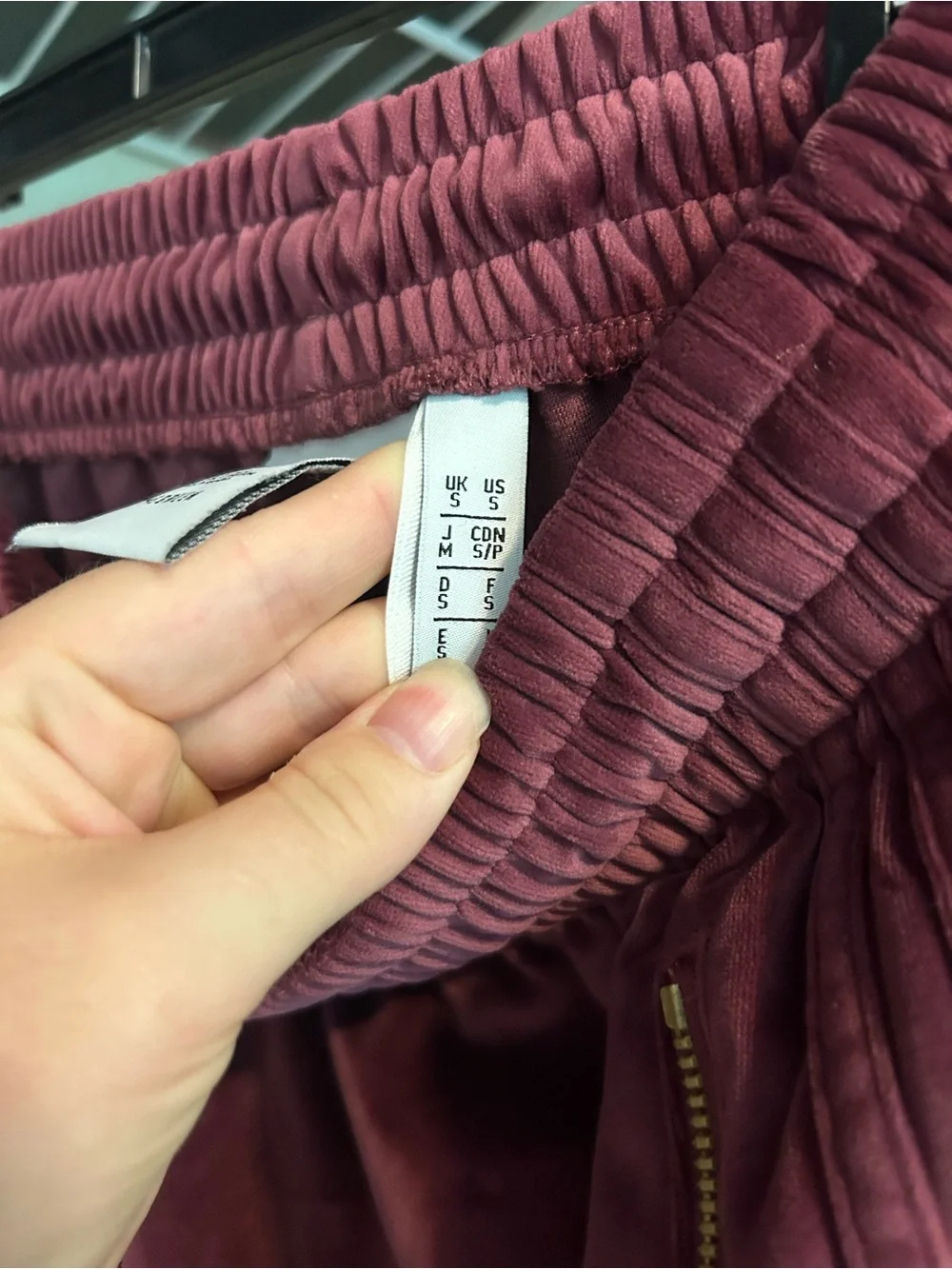 Urban Outfitters Bundle-Velour Track Pants with Gold Zip Accents - Wine
